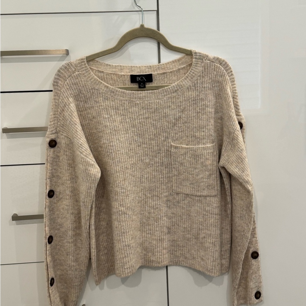 BCX Cream Crew Neck Cropped Sweater